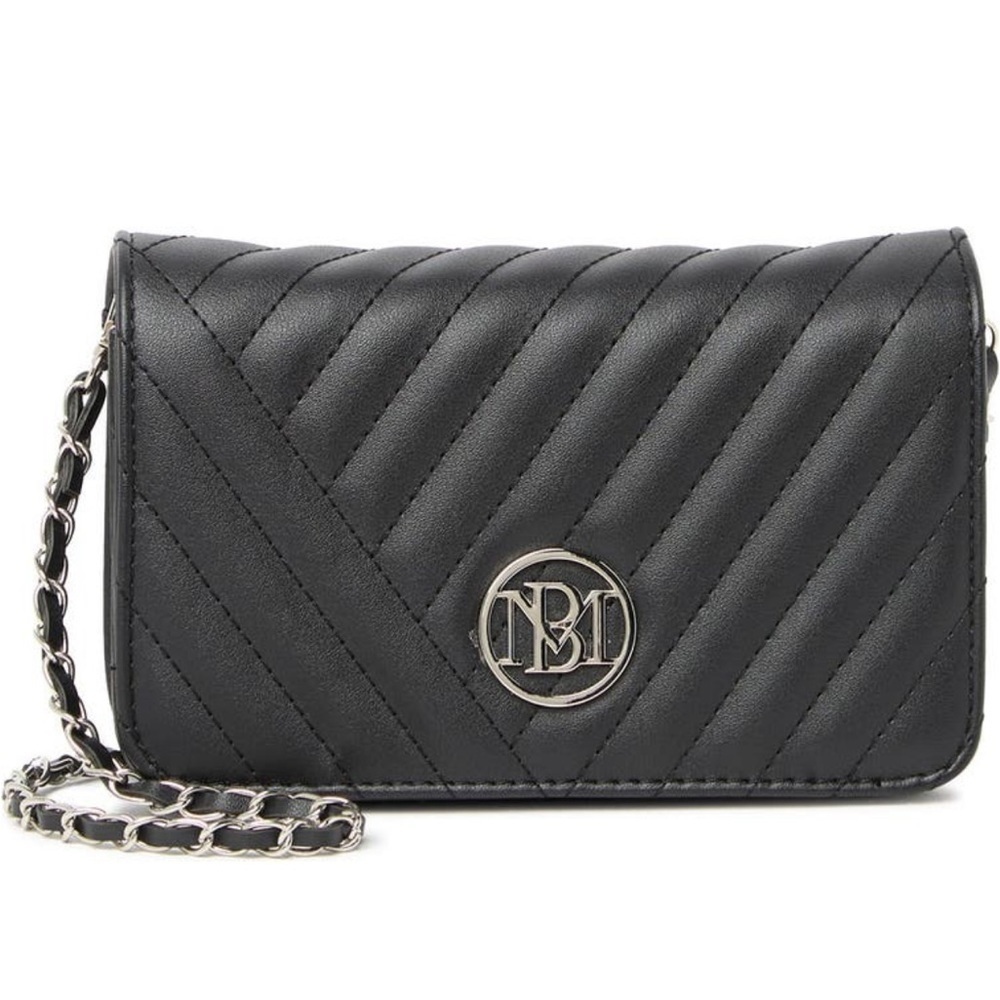 Badgley Mischka Quilted Flap Crossbody Mini Camera Bag w/ Silver Hardware NWOT